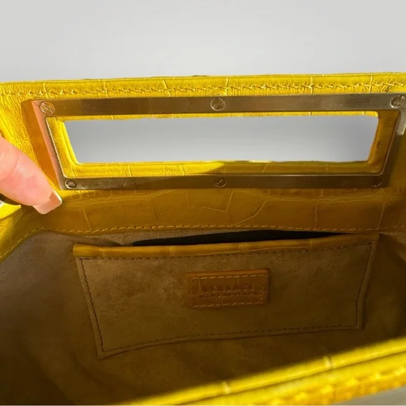 Versace Yellow Crocodile Embossed Leather Shoulder Bag 🌻 - Picture 9 of 9